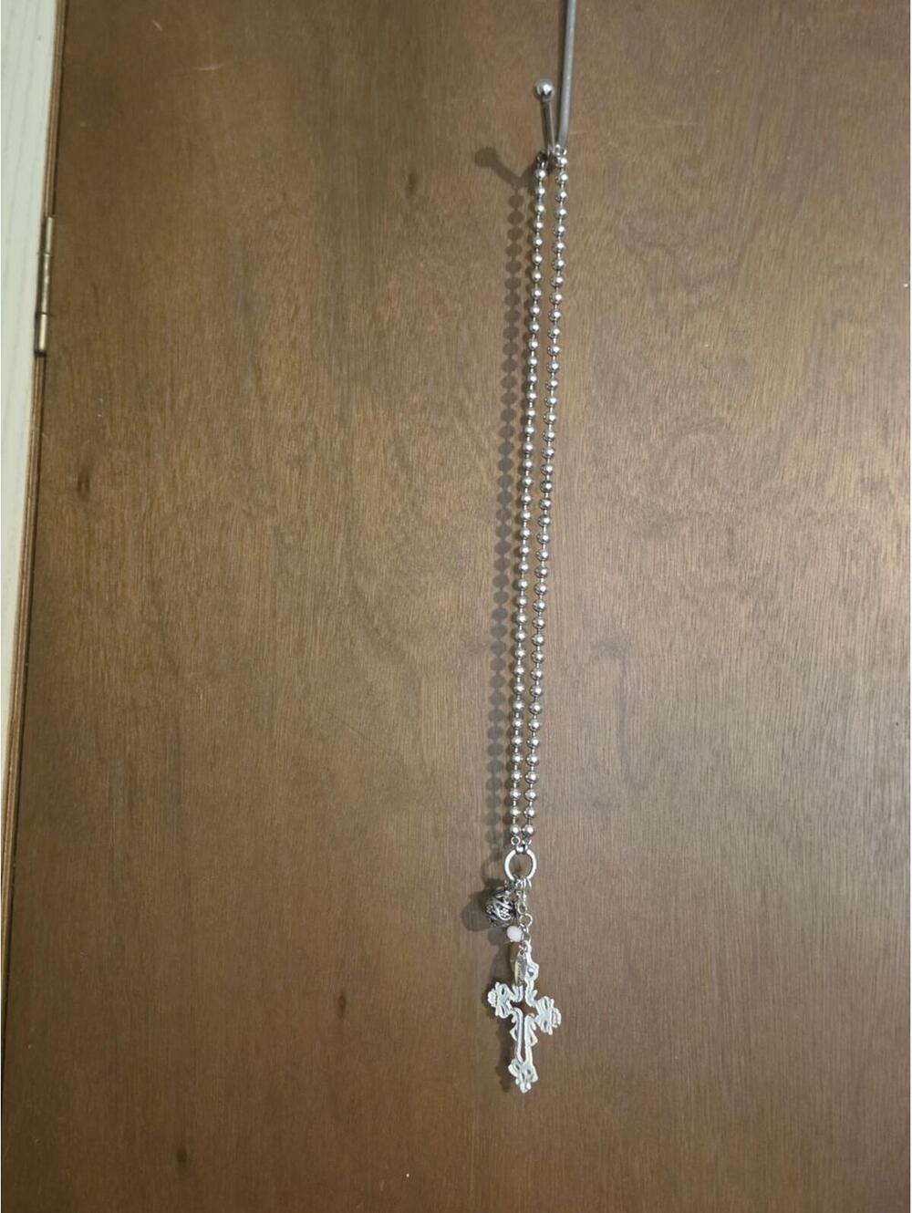 Boho Silver Cross Pendant Necklace